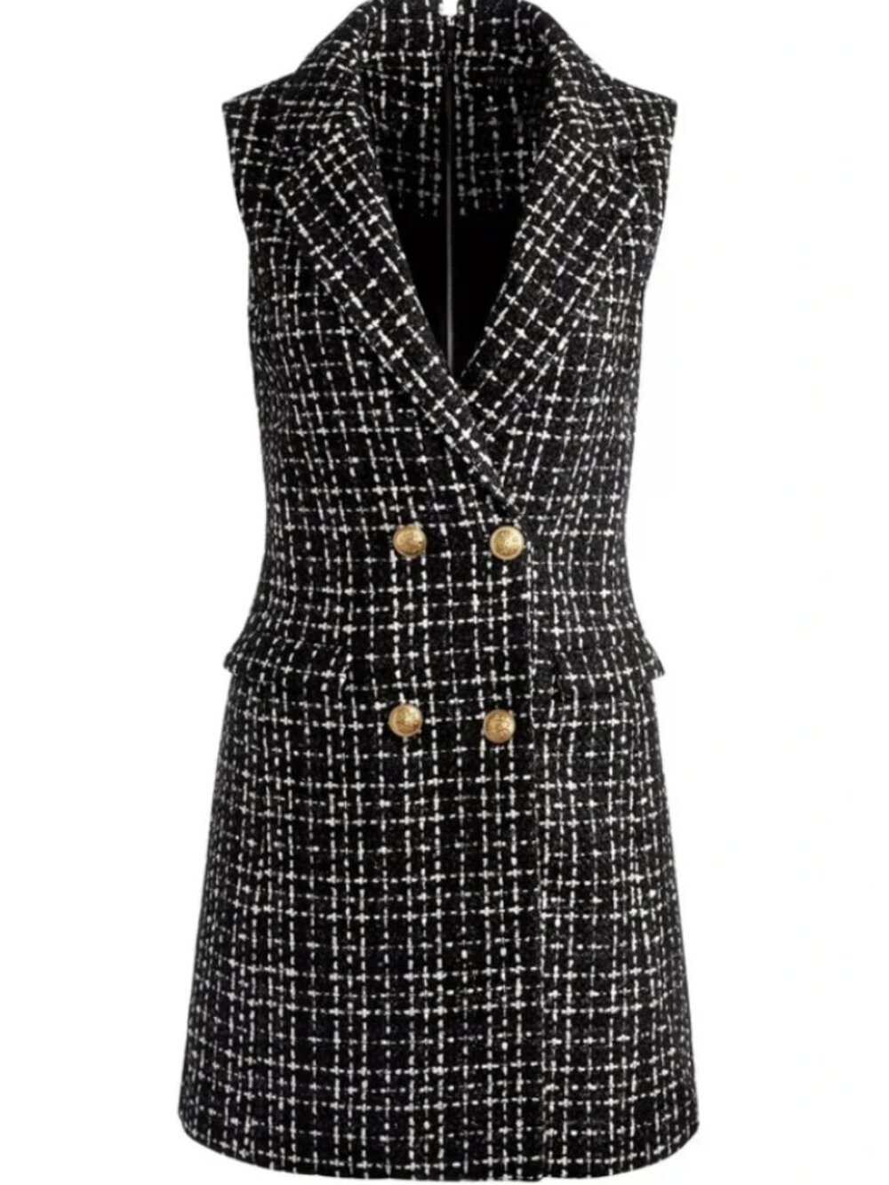NWT Alice + Olivia Jordy Double Breasted Tweed Tuxedo Dress Size 12
